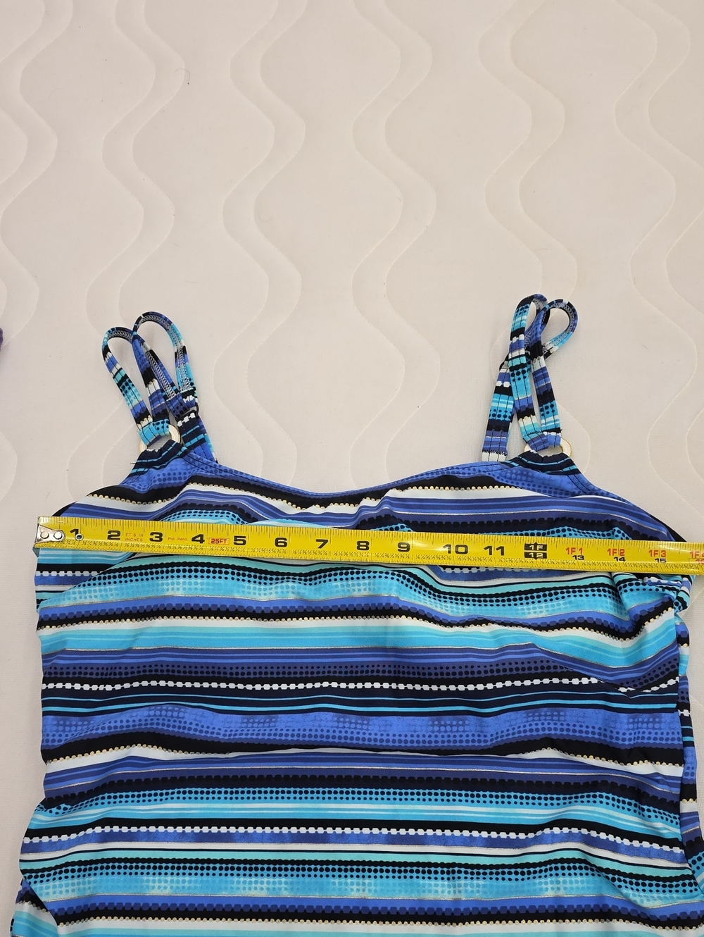 Blue Striped Women's Tank Top With Adjustable Straps - Picture 3 of 6